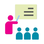Icon of person presenting to a group
